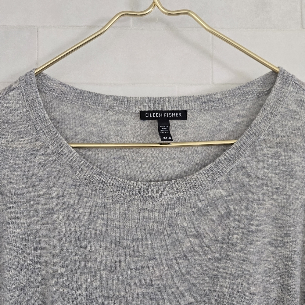 Eileen Fisher Merino Wool Alpaca Tunic Top Sweater Dress Gray Long Sleeve XL - Picture 3 of 9